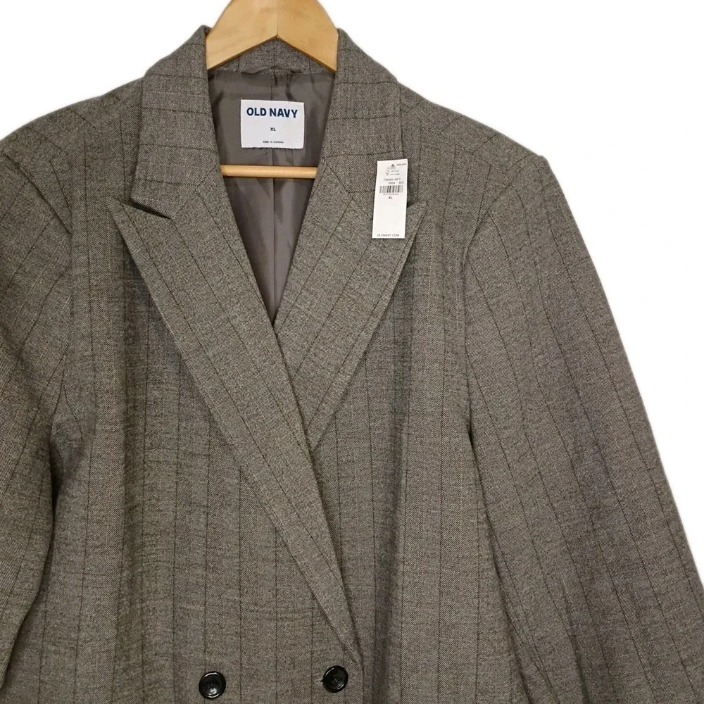 NWT Old Navy Blazer Mens XL Gray‎ Herringbone Double Breasted Sport Coat Jacket